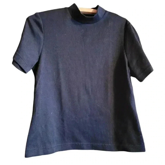 Nancy Bolen City Girl Black Top  with high neck short sleeves medium - Picture 3 of 7